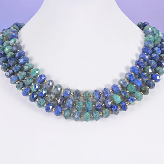 Phoenix Lapis Faceted Rondelle Beads Size 6x10mm Jewelry Making 15.5 Inch Strand
