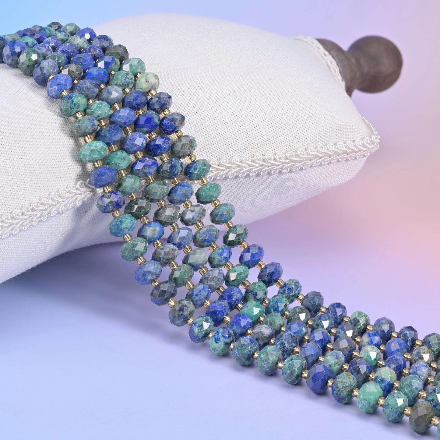 Phoenix Lapis Faceted Rondelle Beads Size 6x10mm Jewelry Making 15.5 Inch Strand