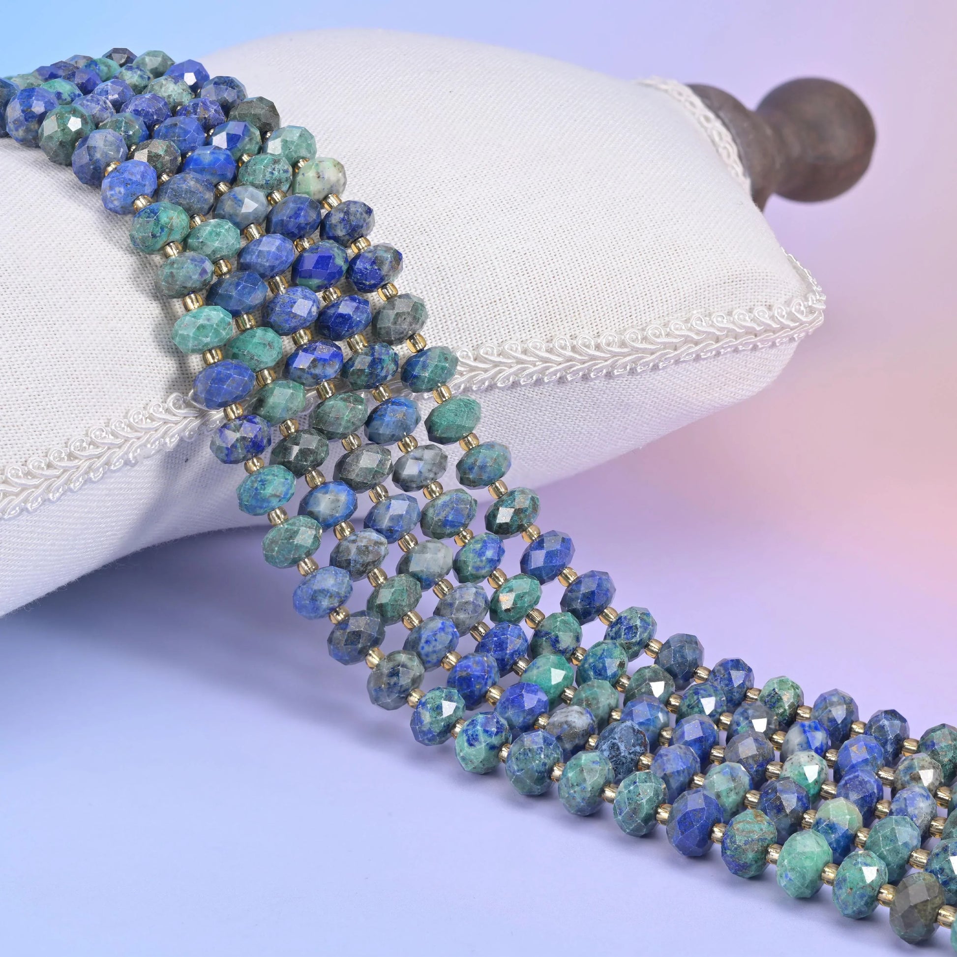 Phoenix Lapis Faceted Rondelle Beads Size 6x10mm Jewelry Making 15.5 Inch Strand