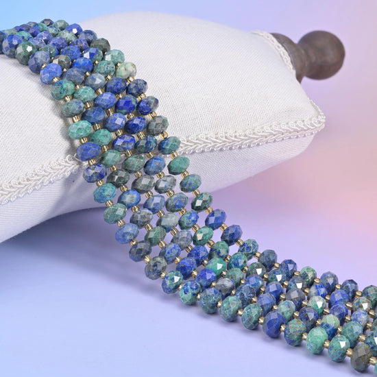Phoenix Lapis Faceted Rondelle Beads Size 6x10mm Jewelry Making 15.5 Inch Strand
