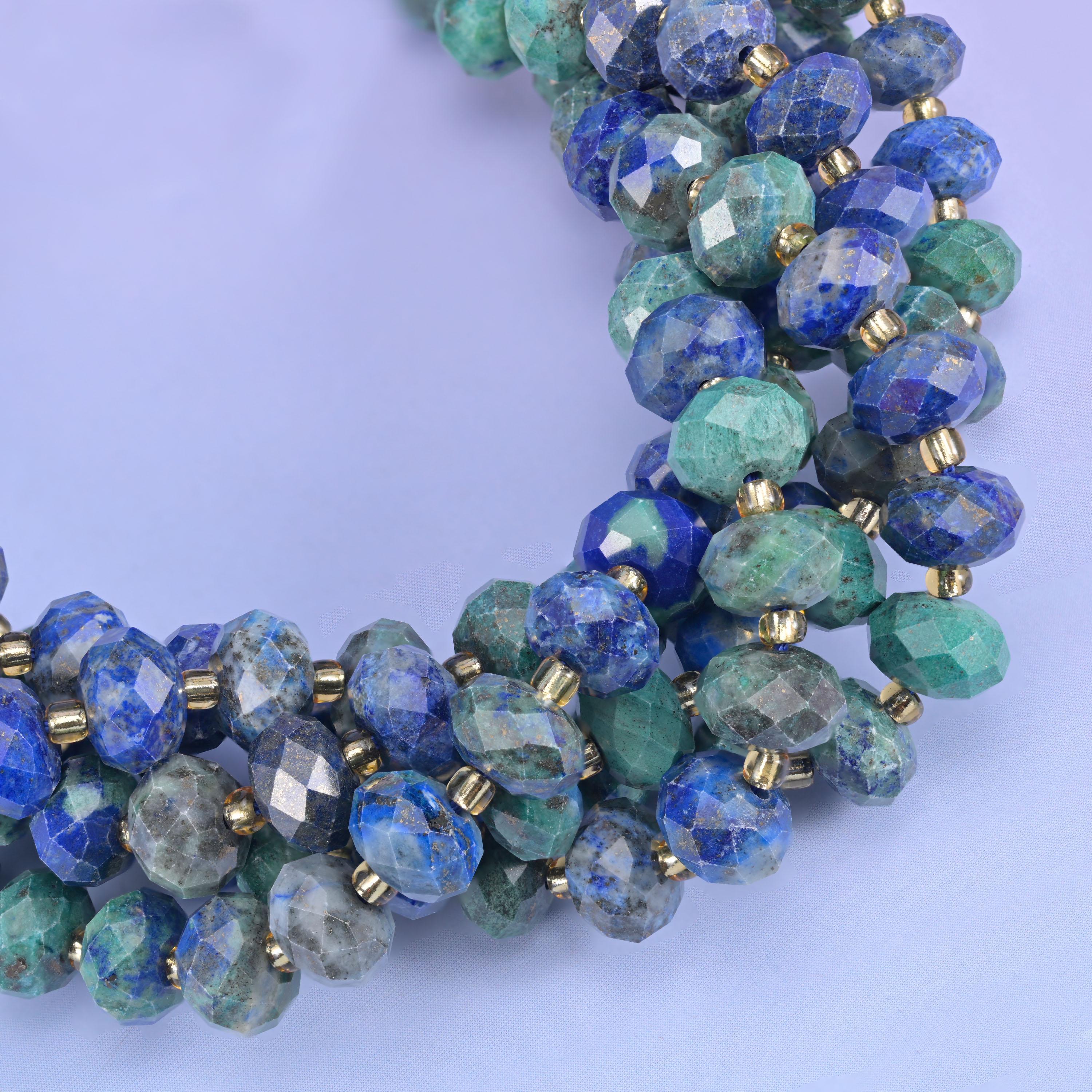 Phoenix Lapis Faceted Rondelle Beads Size 6x10mm Jewelry Making 15.5 Inch Strand