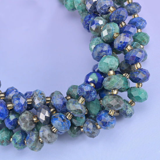 Phoenix Lapis Faceted Rondelle Beads Size 6x10mm Jewelry Making 15.5 Inch Strand