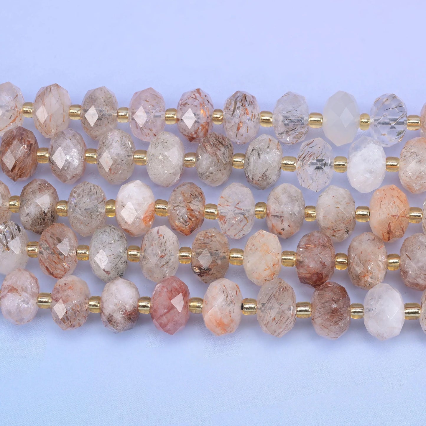 Red Copper Rutilated Quartz Faceted Rondelle Beads Size 6x10mm Jewelry Making 15.5 Inch Strand