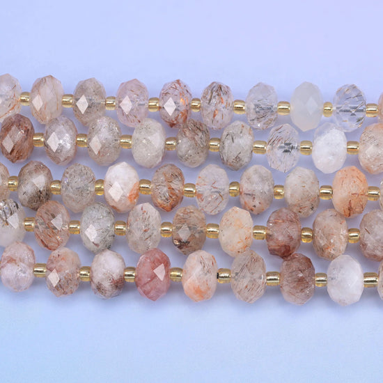 Red Copper Rutilated Quartz Faceted Rondelle Beads Size 6x10mm Jewelry Making 15.5 Inch Strand