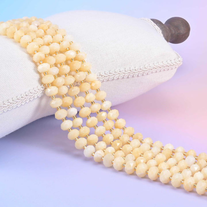 Beige Jade Faceted Rondelle Beads Size 6x10mm Jewelry Making 15.5 Inch Strand