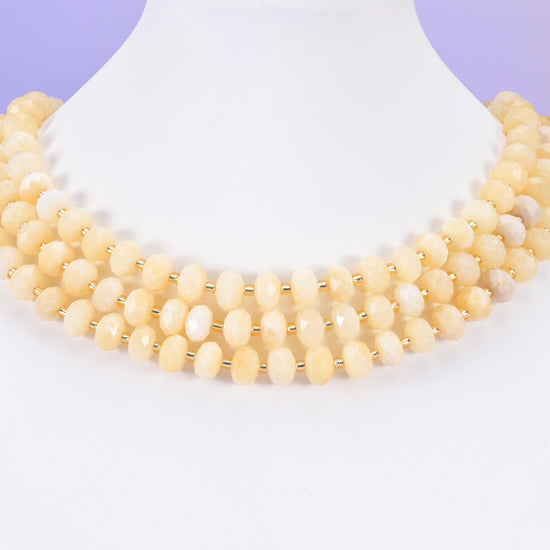 Beige Jade Faceted Rondelle Beads Size 6x10mm Jewelry Making 15.5 Inch Strand