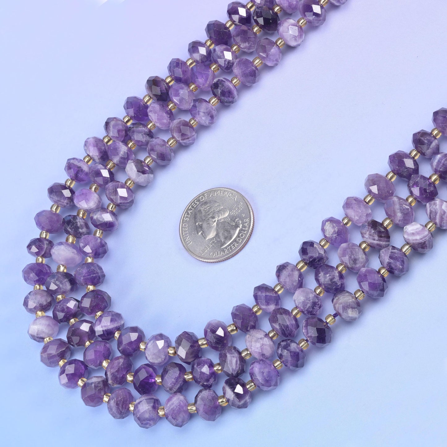 Chevron Amethyst Faceted Rondelle Beads Size 6x10mm Jewelry Making 15.5 Inch Strand