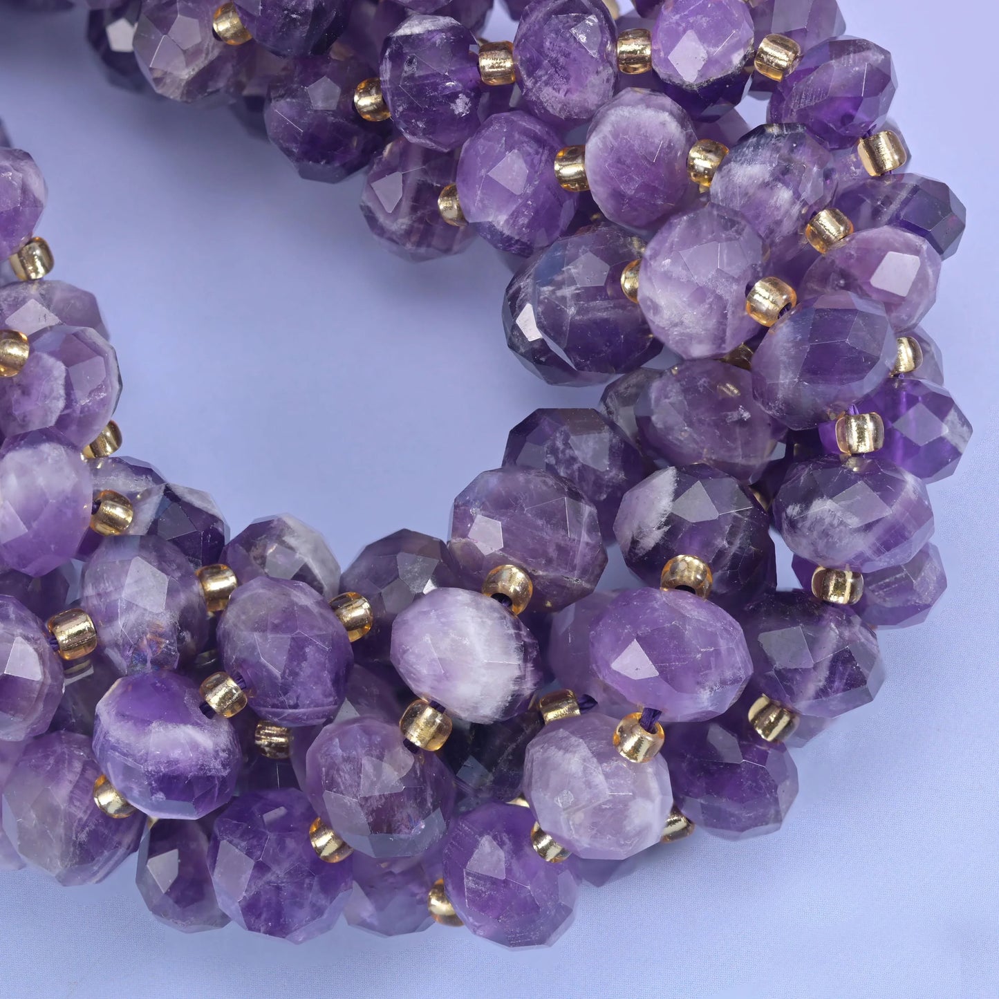 Chevron Amethyst Faceted Rondelle Beads Size 6x10mm Jewelry Making 15.5 Inch Strand