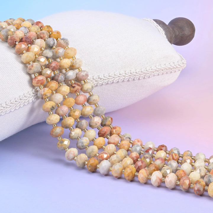 Crazy Agate Faceted Rondelle Beads Size 6x10mm Jewelry Making 15.5 Inch Strand