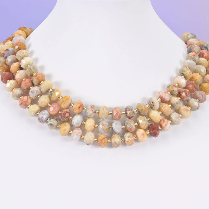 Crazy Agate Faceted Rondelle Beads Size 6x10mm Jewelry Making 15.5 Inch Strand