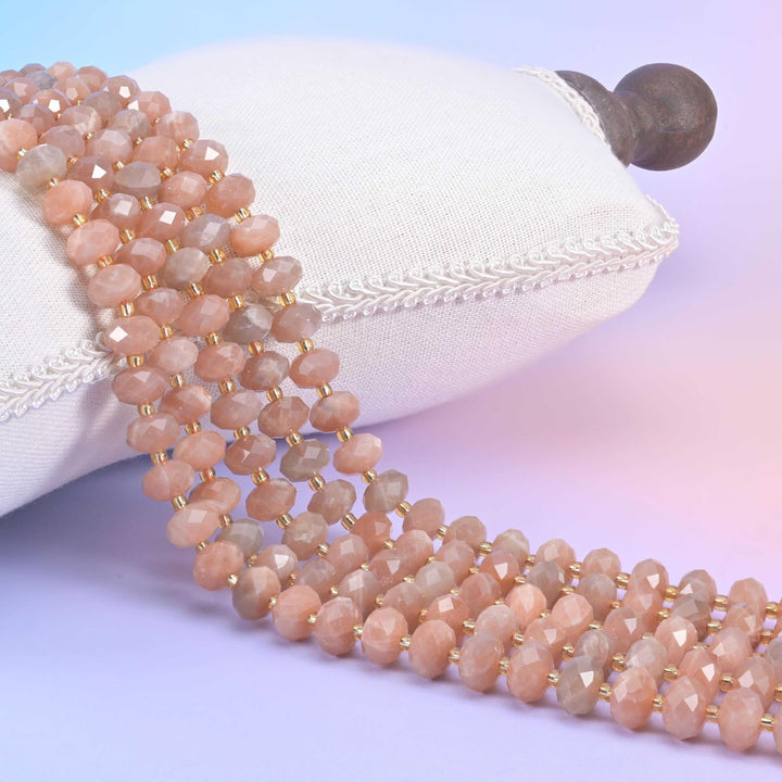 Orange Sunstone Faceted Rondelle Beads Size 6x10mm Jewelry Making 15.5 Inch Strand