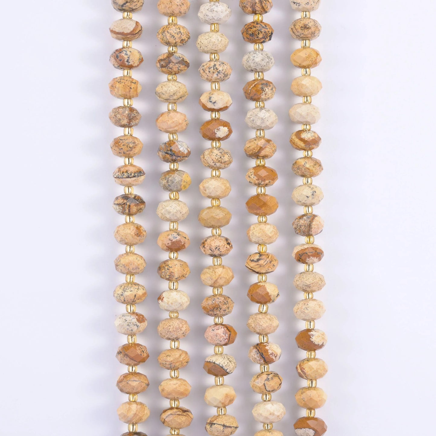 Picture Jasper Faceted Rondelle Beads Size 6x10mm Jewelry Making 15.5 Inch Strand