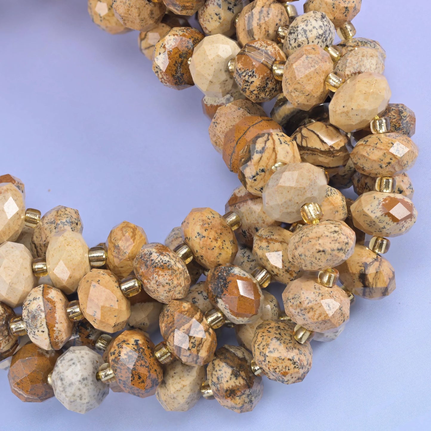 Picture Jasper Faceted Rondelle Beads Size 6x10mm Jewelry Making 15.5 Inch Strand