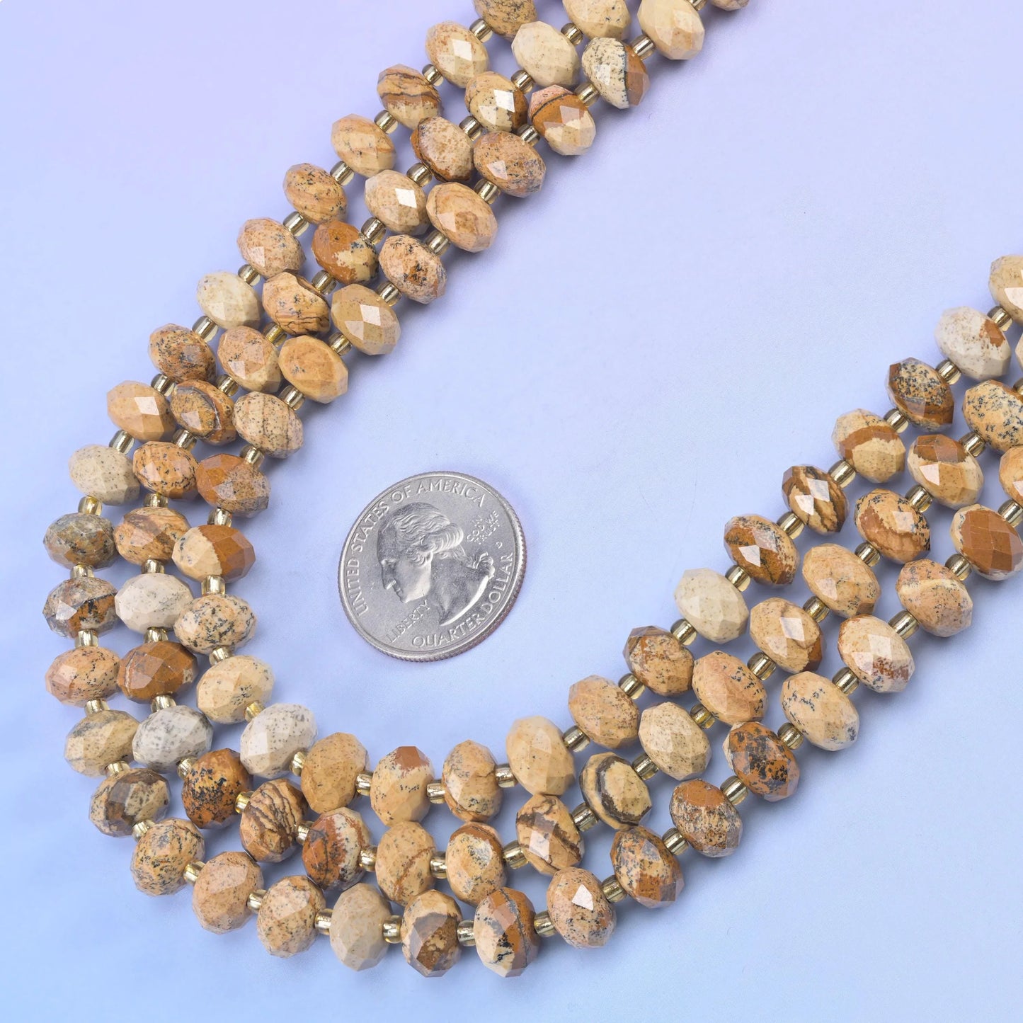 Picture Jasper Faceted Rondelle Beads Size 6x10mm Jewelry Making 15.5 Inch Strand