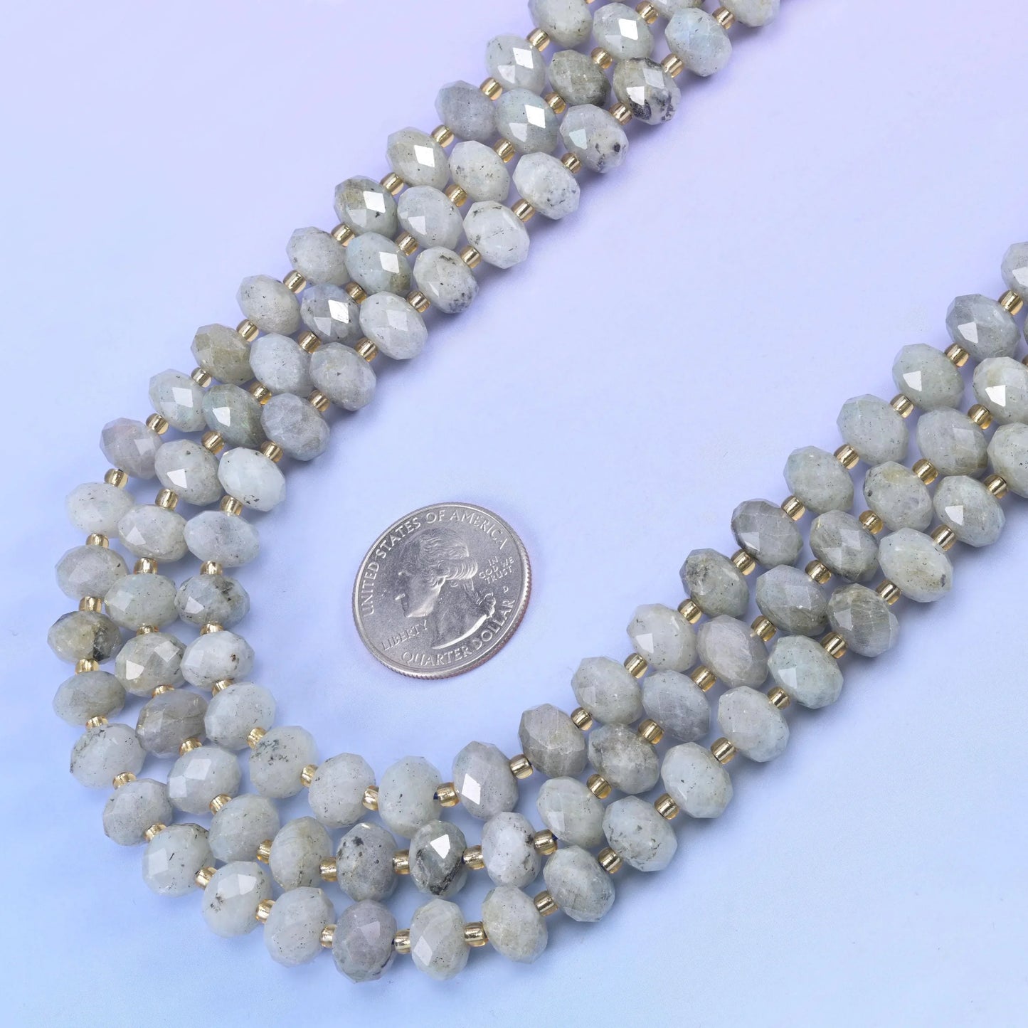 White Labradorite Faceted Rondelle Beads Size 6x10mm Jewelry Making 15.5 Inch Strand