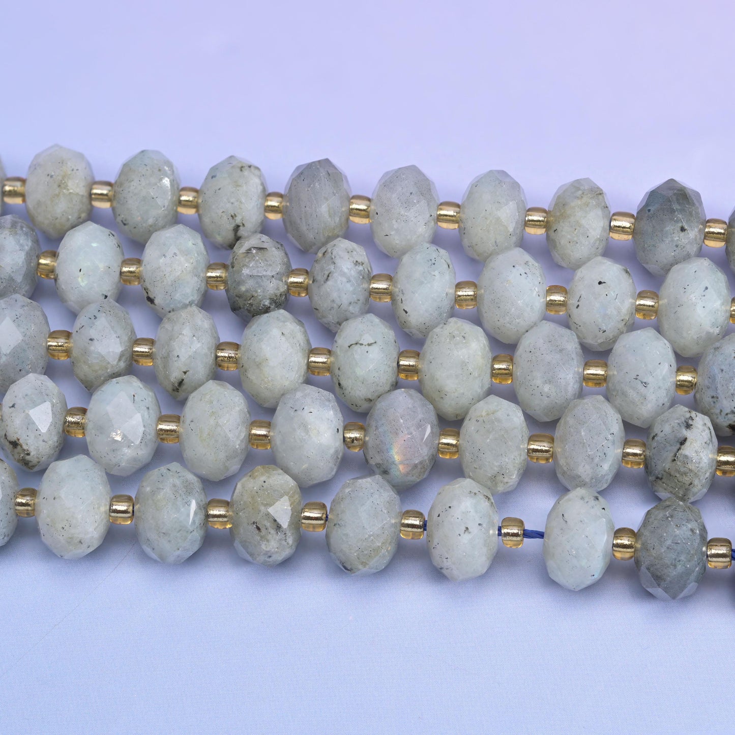 White Labradorite Faceted Rondelle Beads Size 6x10mm Jewelry Making 15.5 Inch Strand