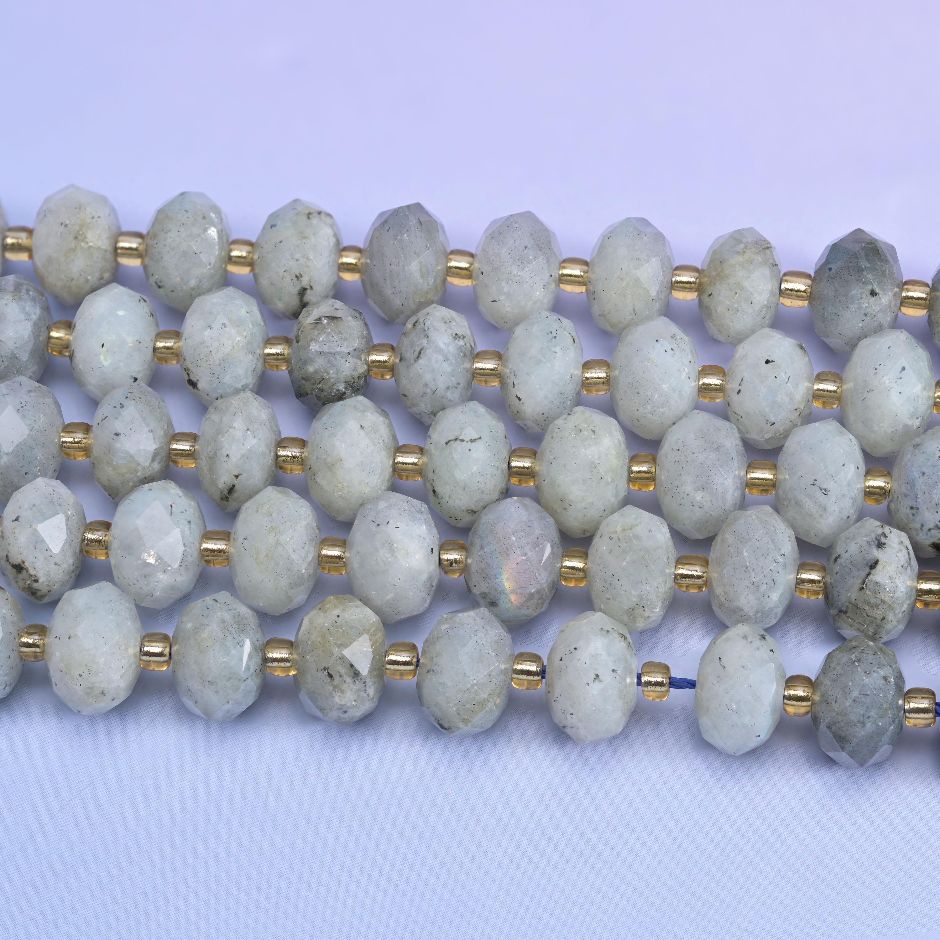 White Labradorite Faceted Rondelle Beads Size 6x10mm Jewelry Making 15.5 Inch Strand