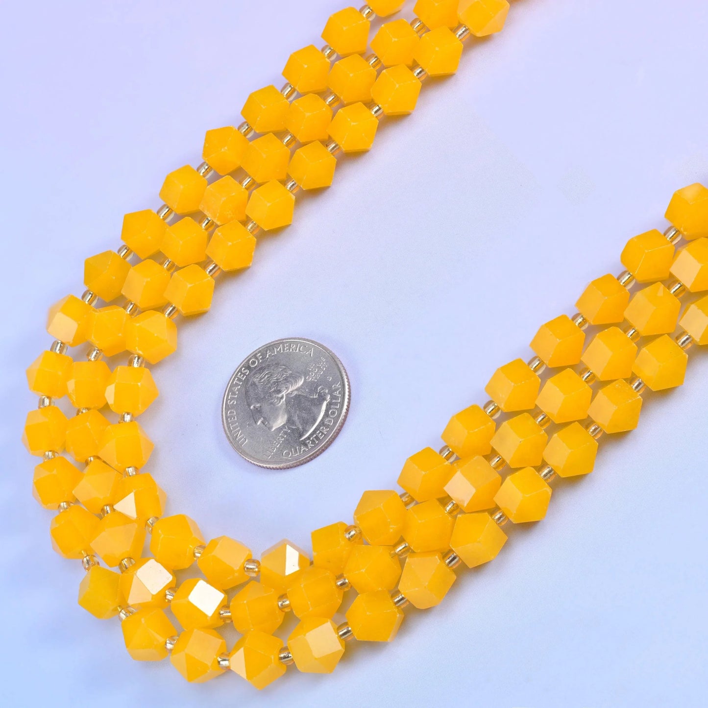 Dyed Yellow Jade Faceted Diamond Rhombus Beads - Size 10mm - Jewelry Making Beads - 15.5 Inches Per Strand - Mycrazycrystal