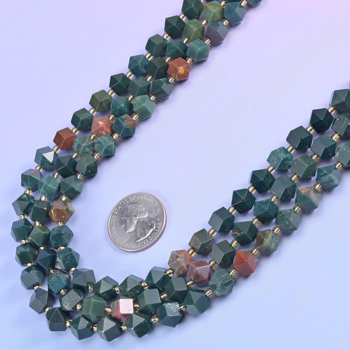 Green Oriental Jasper Faceted Diamond Rhombus Beads - Size 10mm - Jewelry Making Beads - 15.5 Inches Per Strand - Mycrazycrystal