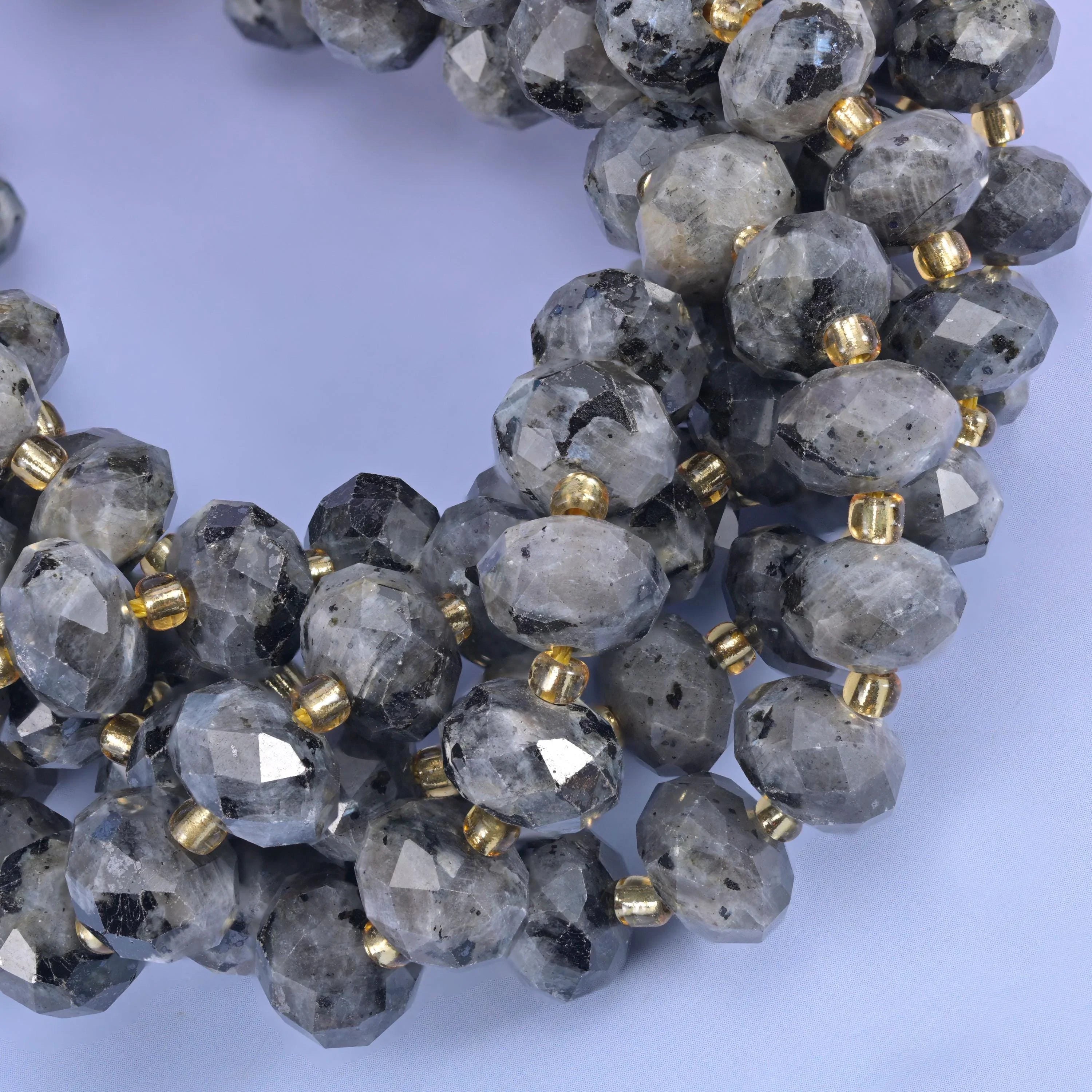 Black Labradorite Faceted Rondelle Beads Size 6x10mm Jewelry Making 15.5 Inch Strand