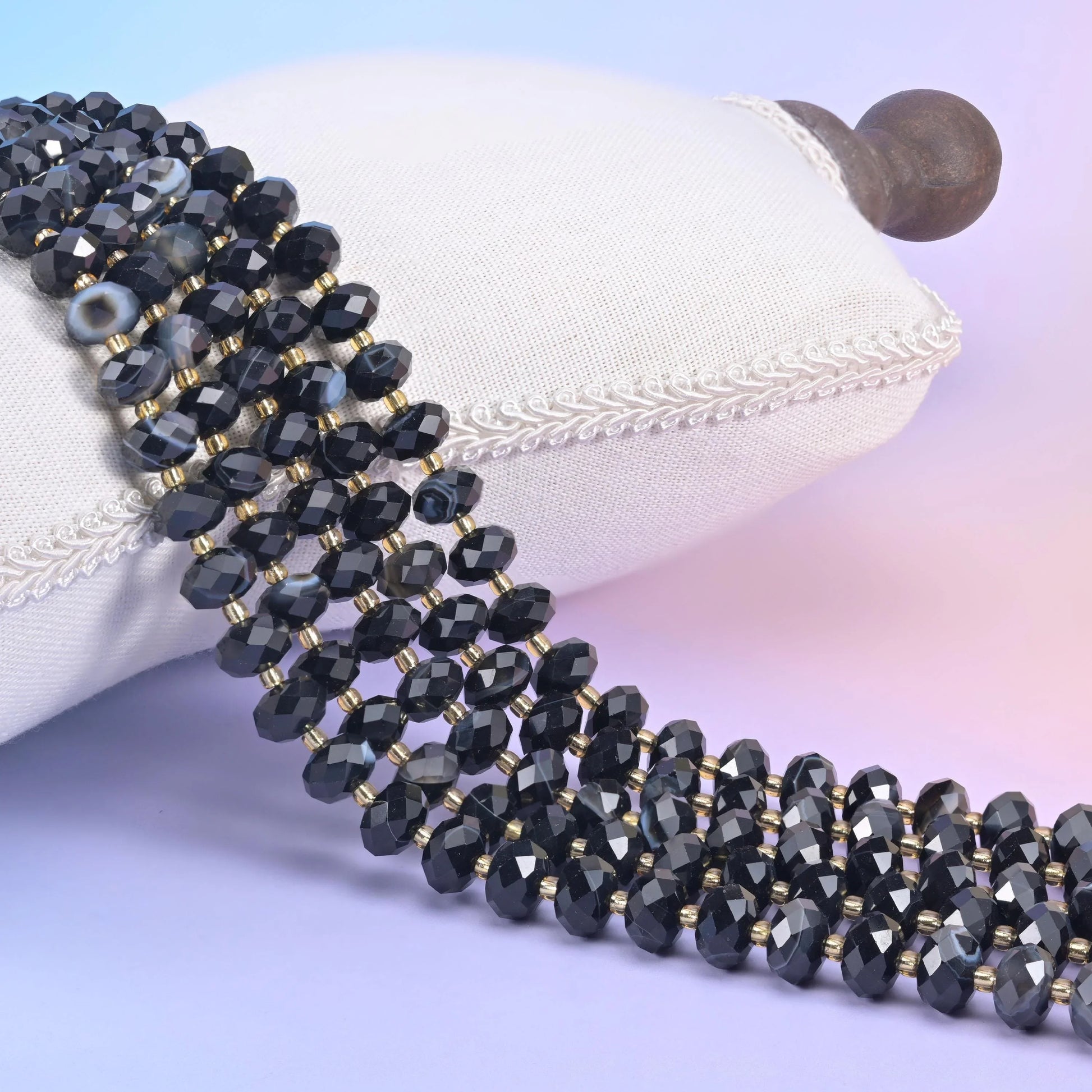Black Strip Agate Faceted Rondelle Beads Size 6x10mm Jewelry Making 15.5 Inch Strand