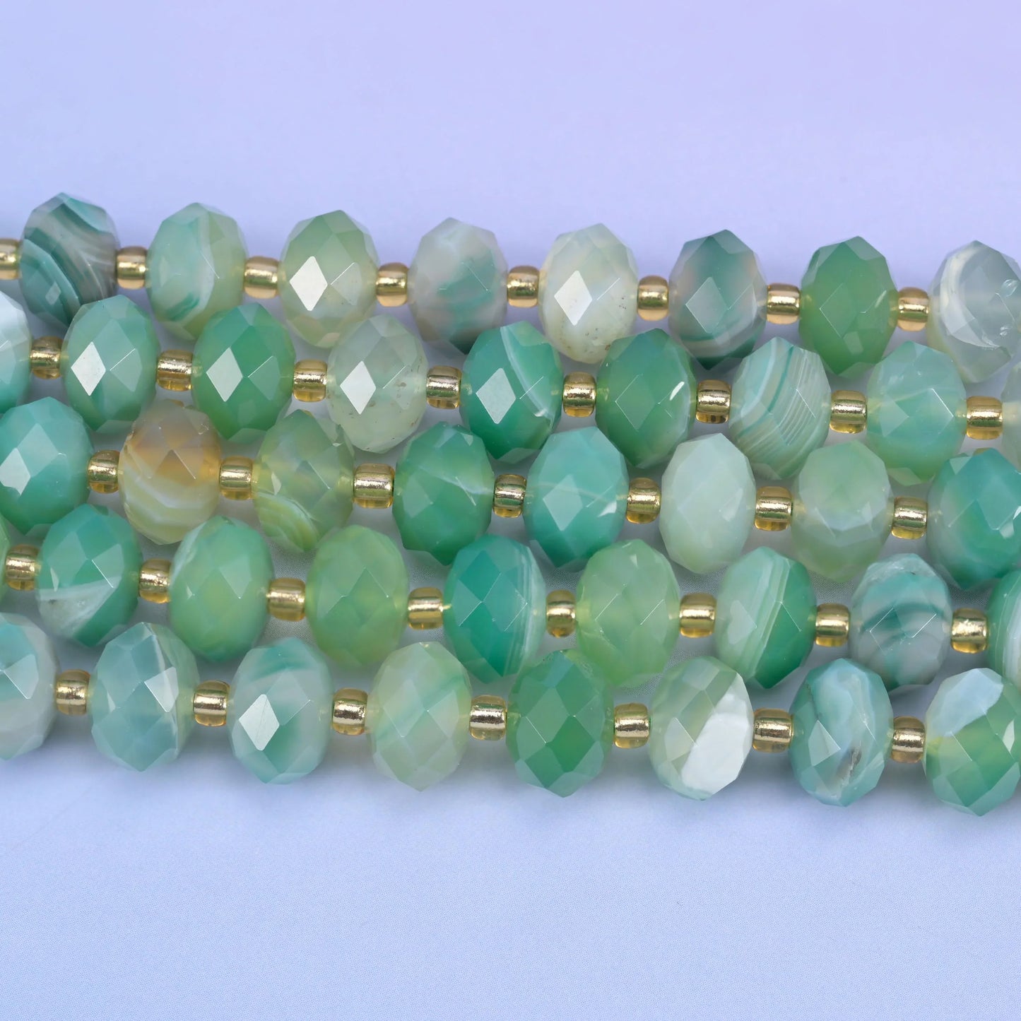 Dyed Green Strip Agate Faceted Rondelle Beads Size 6x10mm Jewelry Making 15.5 Inch Strand