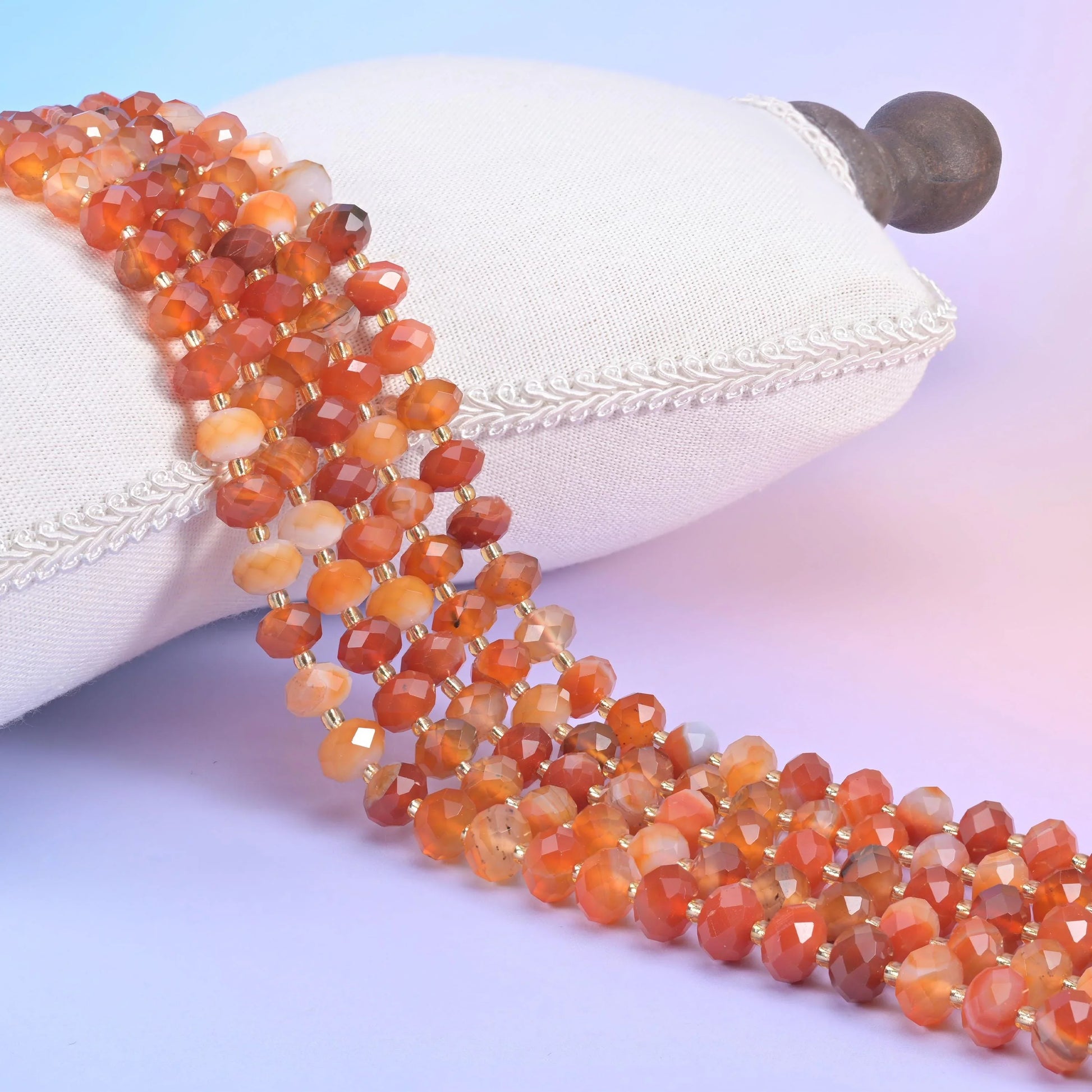 Dyed Red Strip Agate Faceted Rondelle Beads Size 6x10mm Jewelry Making 15.5 Inch Strand