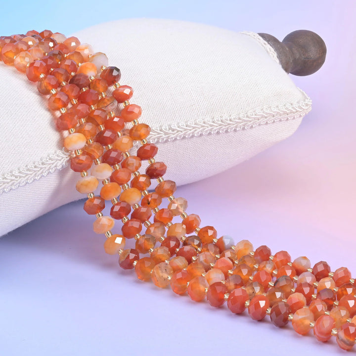 Dyed Red Strip Agate Faceted Rondelle Beads Size 6x10mm Jewelry Making 15.5 Inch Strand
