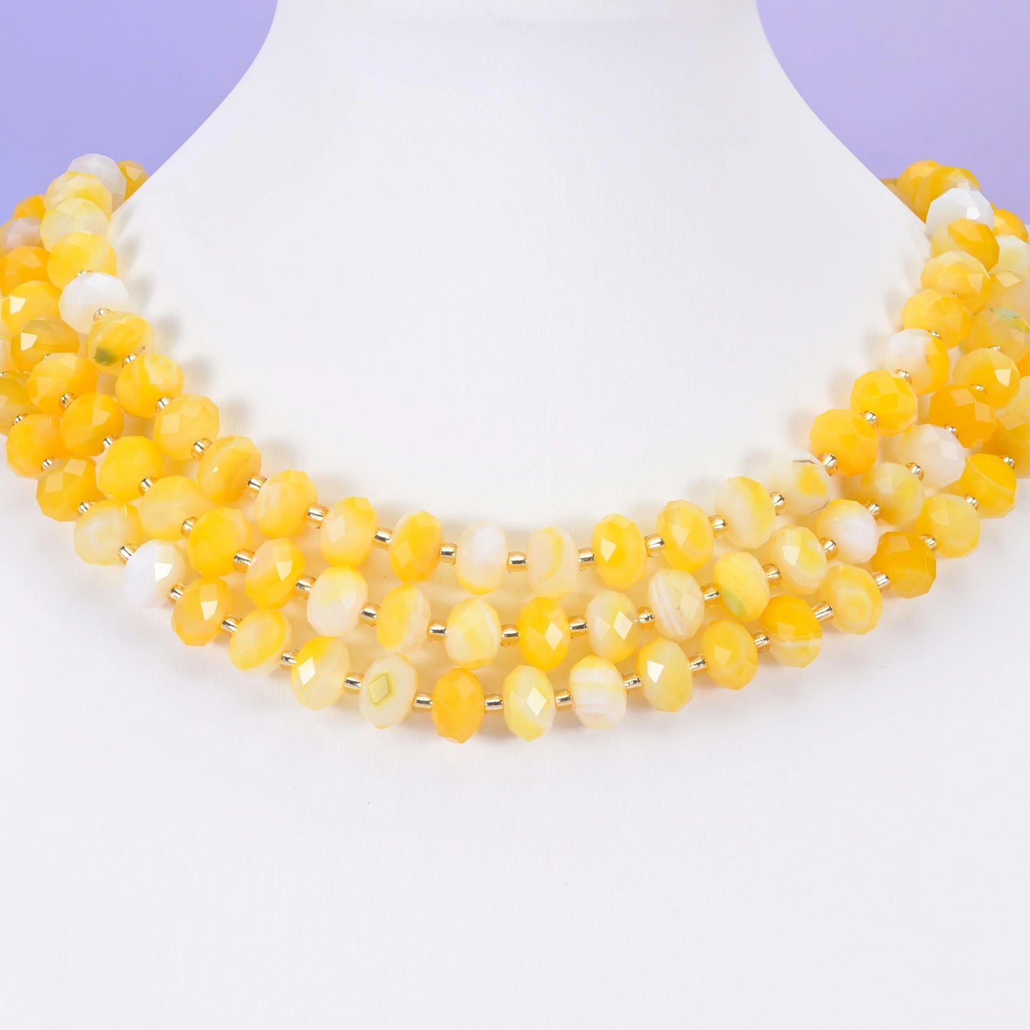 Dyed Yellow Strip Agate Faceted Rondelle Beads Size 6x10mm Jewelry Making 15.5 Inches Per Strand