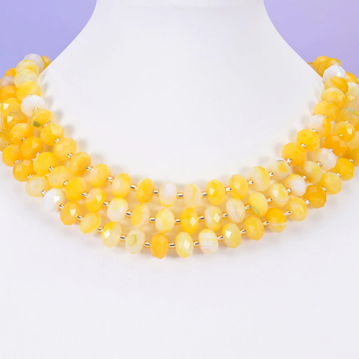 Dyed Yellow Strip Agate Faceted Rondelle Beads Size 6x10mm Jewelry Making 15.5 Inches Per Strand