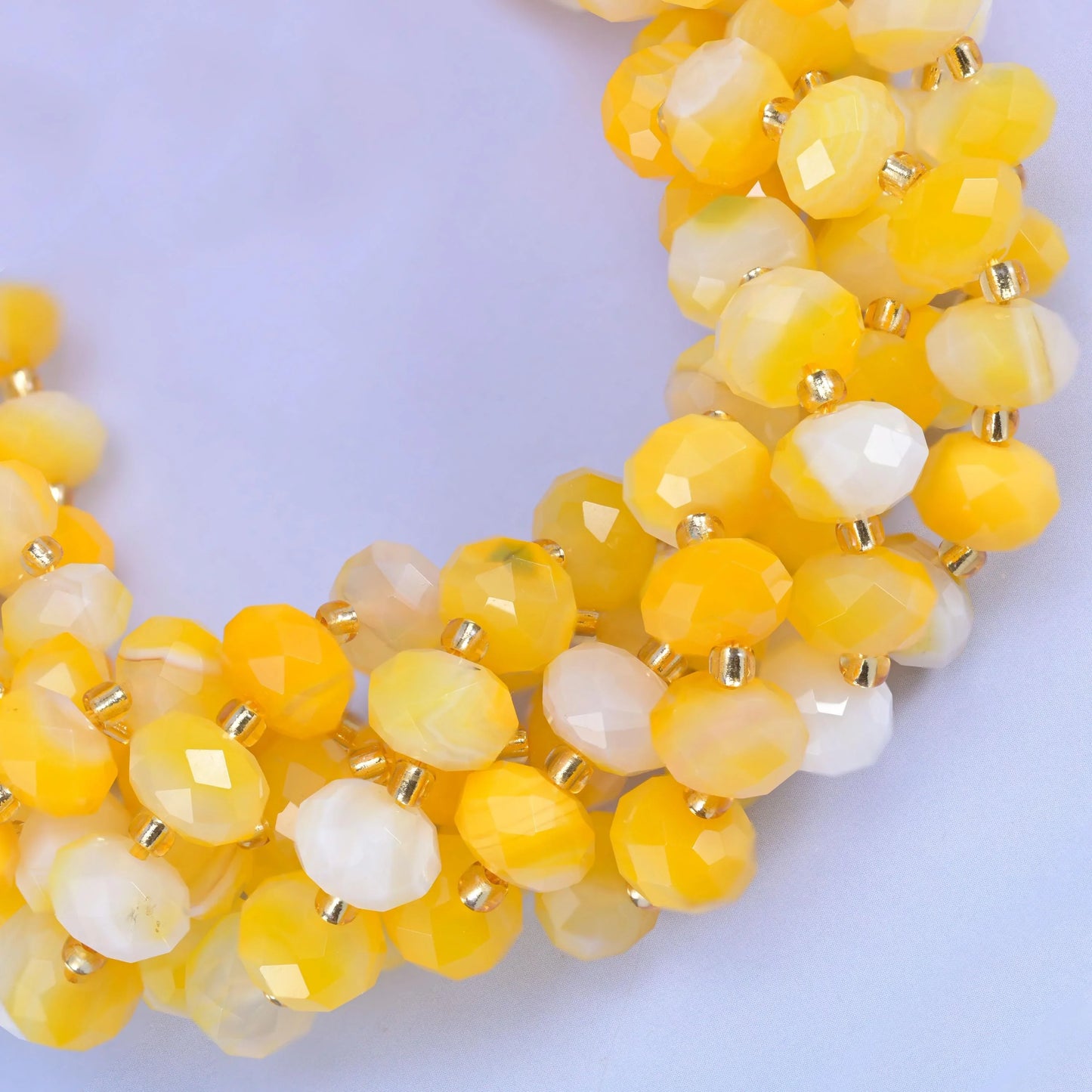 Dyed Yellow Strip Agate Faceted Rondelle Beads Size 6x10mm Jewelry Making 15.5 Inches Per Strand