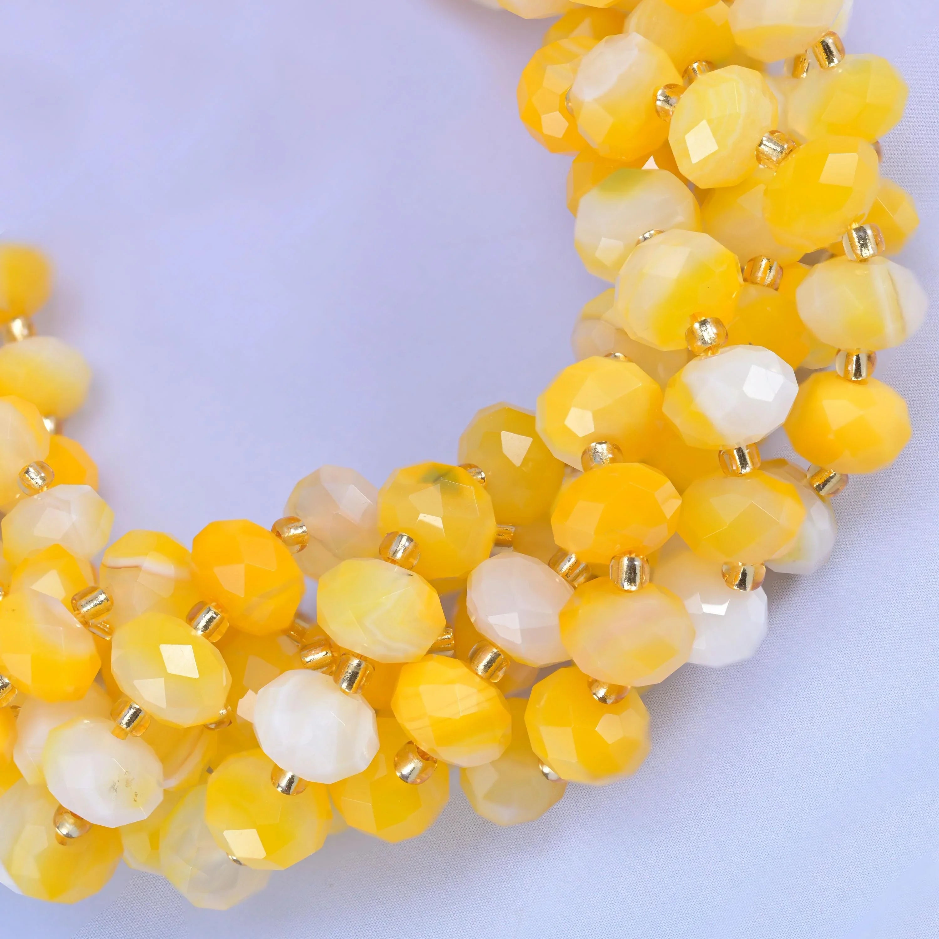 Dyed Yellow Strip Agate Faceted Rondelle Beads Size 6x10mm Jewelry Making 15.5 Inches Per Strand