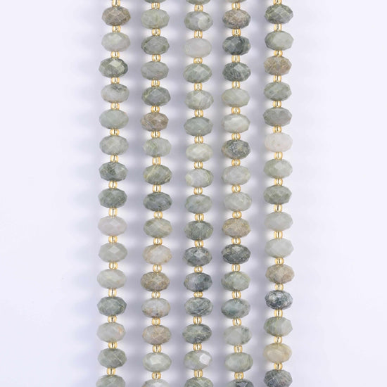 Green Rabbit Fur Quartz Faceted Rondelle Beads Size 6x10mm Jewelry Making 15.5 Inch Strand
