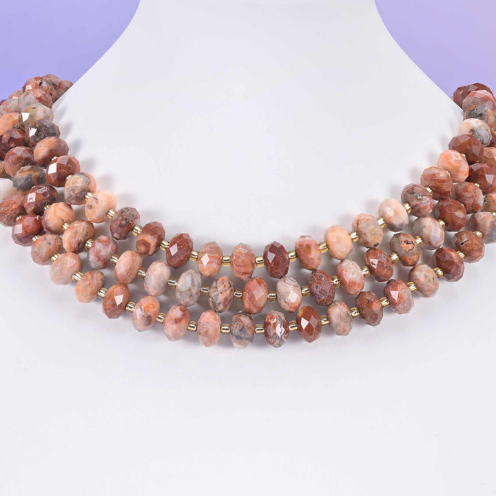 Red Crazy Agate Faceted Rondelle Beads Size 6x10mm Jewelry Making 15.5 Inch Strand