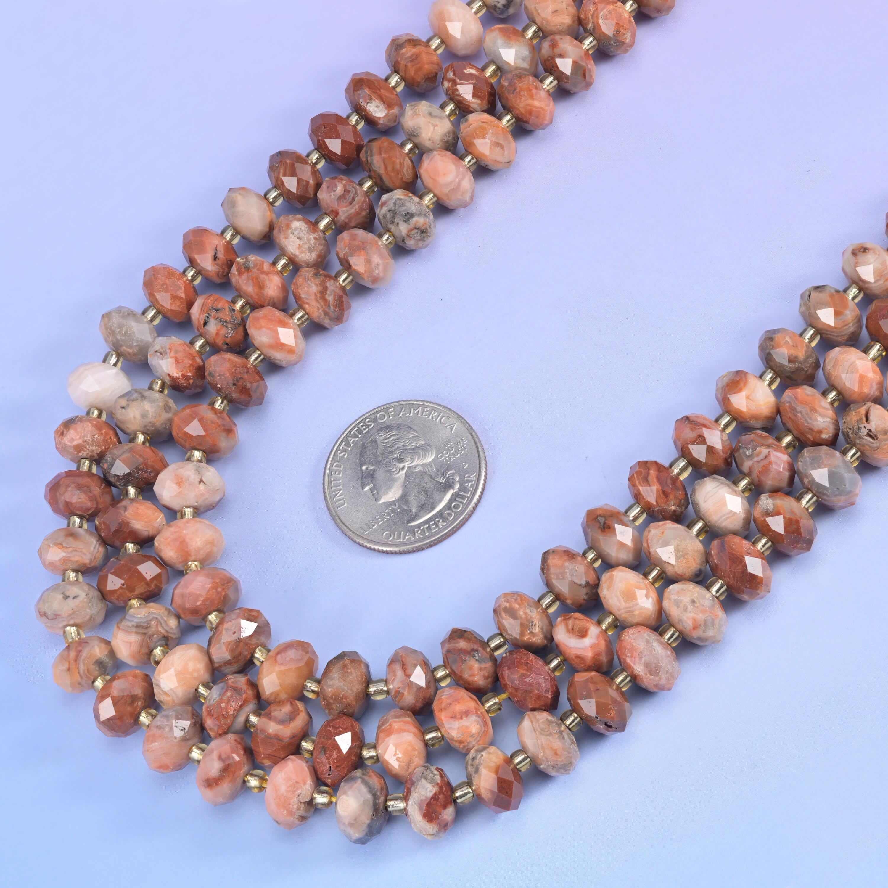 Red Crazy Agate Faceted Rondelle Beads Size 6x10mm Jewelry Making 15.5 Inch Strand