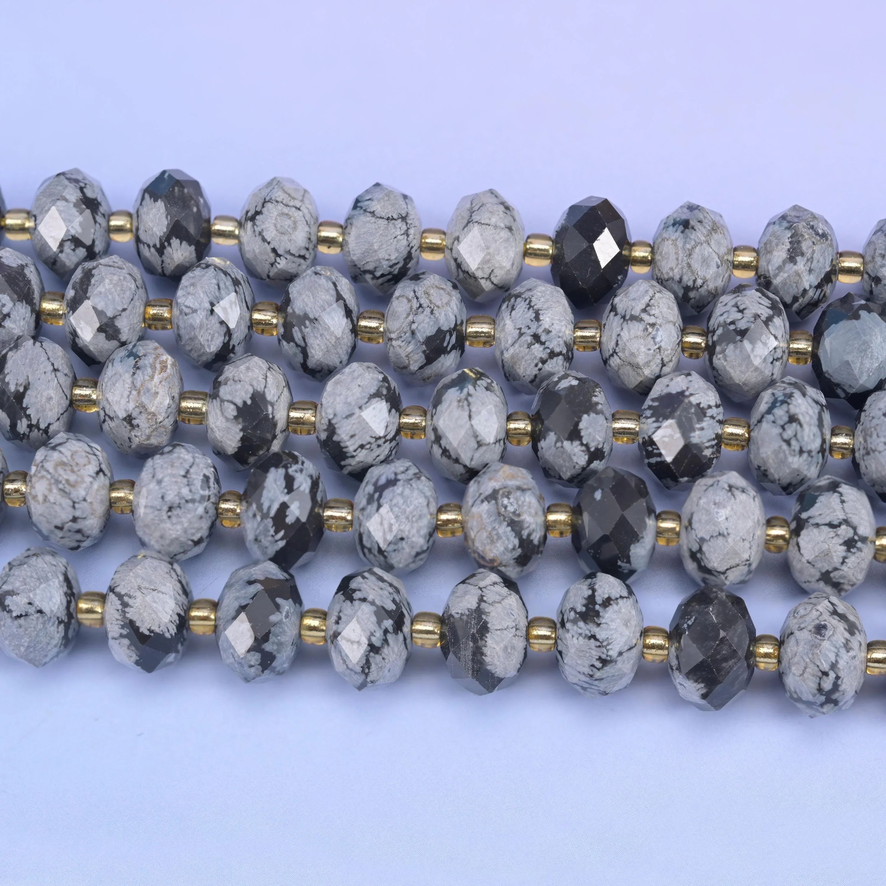 Snowflake Jasper Faceted Rondelle Beads Size 6x10mm Jewelry Making 15.5 Inch Strand