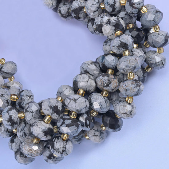 Snowflake Jasper Faceted Rondelle Beads Size 6x10mm Jewelry Making 15.5 Inch Strand