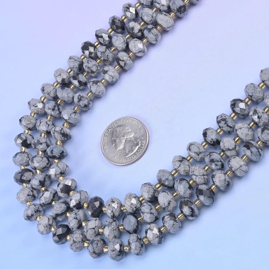 Snowflake Jasper Faceted Rondelle Beads Size 6x10mm Jewelry Making 15.5 Inch Strand
