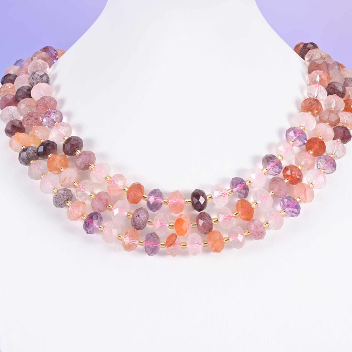 Strawberry Phantom Quartz Faceted Rondelle Beads Size 6x10mm Jewelry Making 15.5 Inch Strand