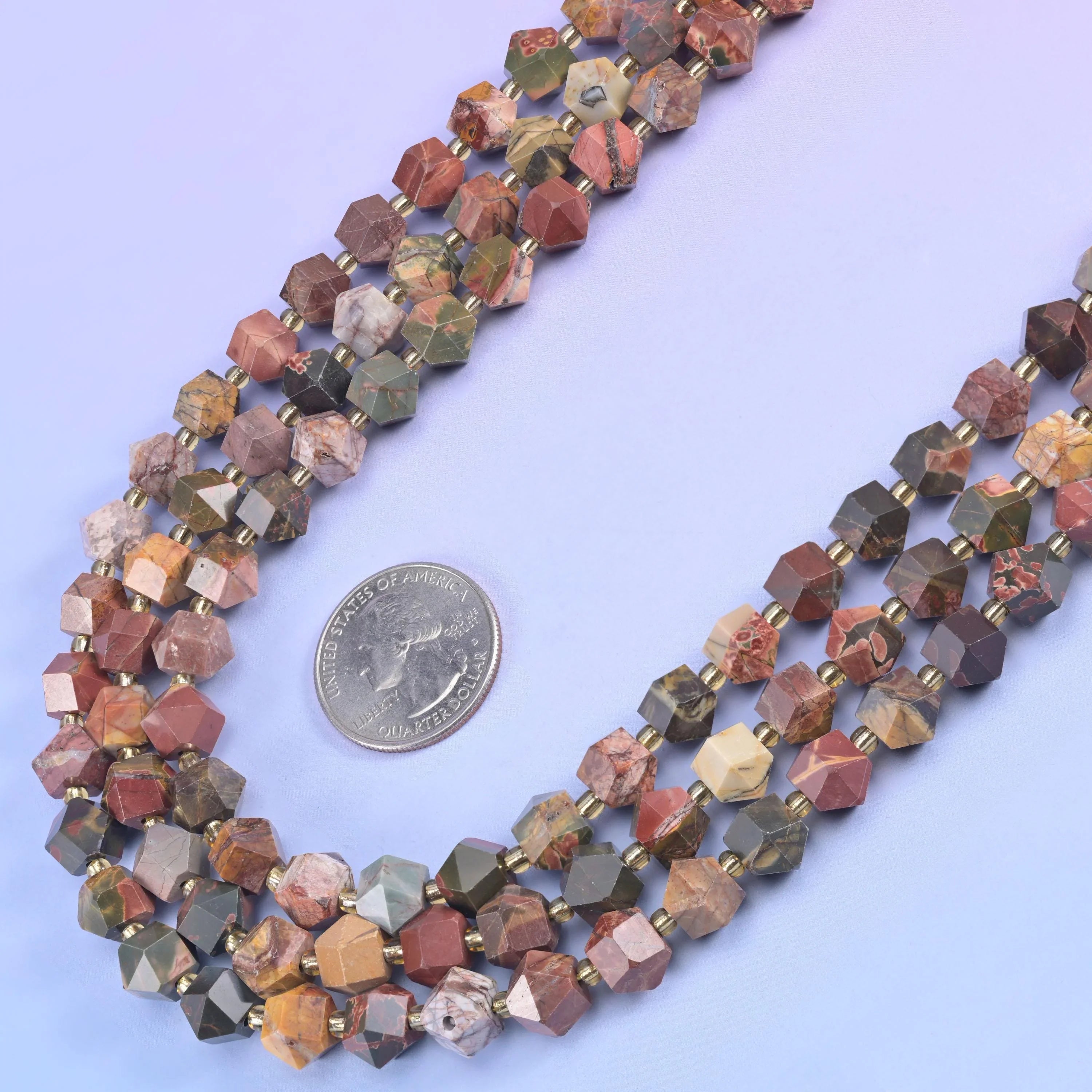 Red Howlite Gemstone Faceted Diamond Rhombus Beads - Size 10mm - Jewelry Making Beads - 15.5 Inches Per Strand - Mycrazycrystal