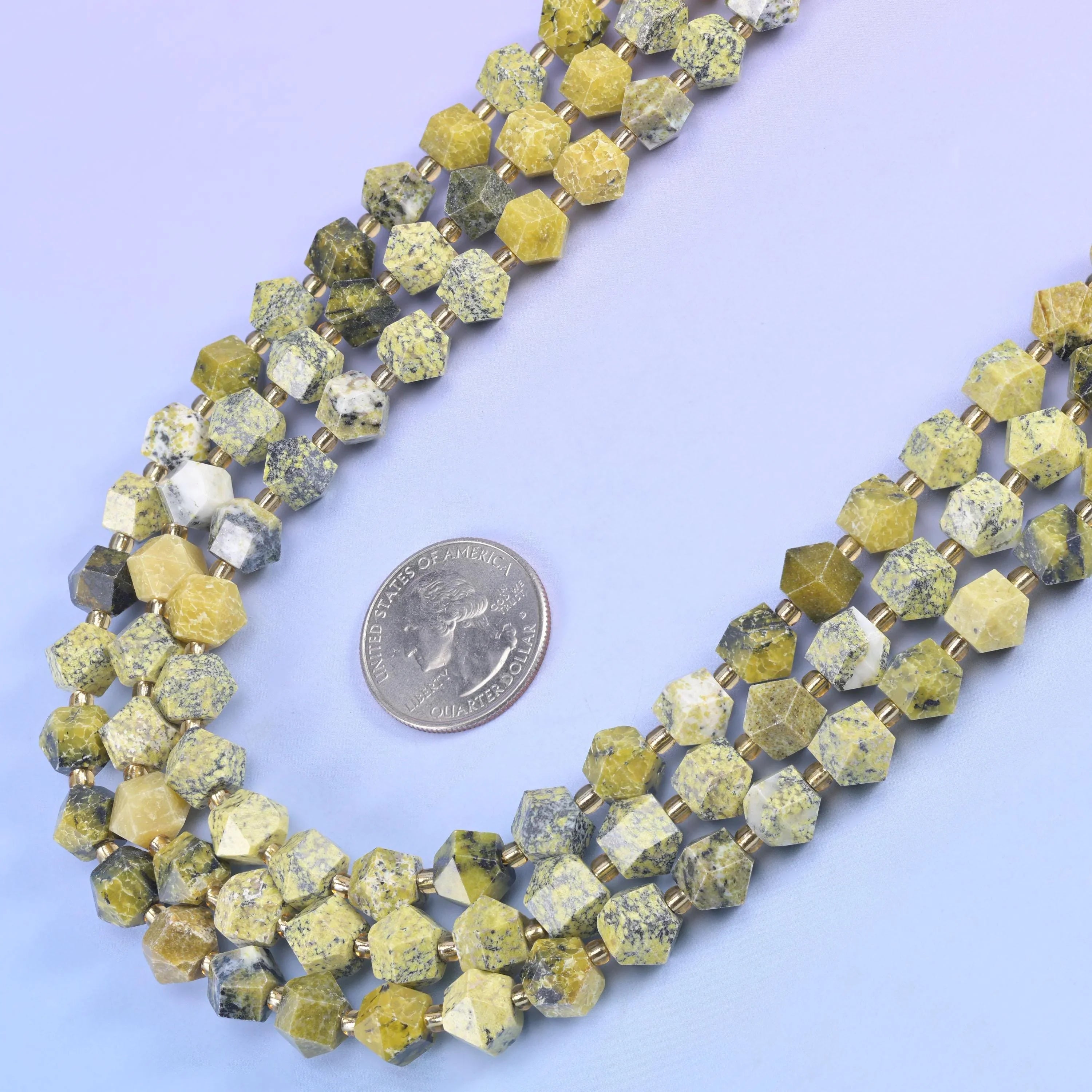 Yellow Howlite Gemstone Faceted Diamond Rhombus Beads - Size 10mm - Jewelry Making Beads - 15.5 Inches Per Strand - Mycrazycrystal