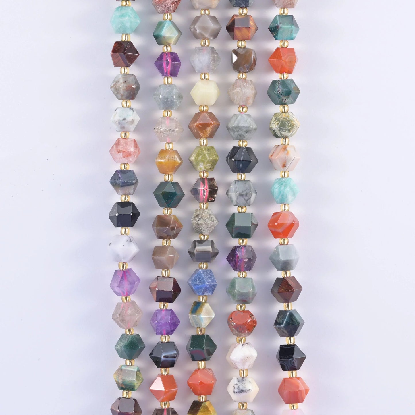 Colorful Assorted Gemstone Faceted Diamond Rhombus Beads - Size 10mm - Jewelry Making Beads - 15.5 Inches Per Strand - Mycrazycrystal
