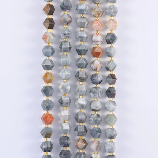Natural Eagle Eye Jasper Faceted Diamond Rhombus Beads - Size 10mm - Jewelry Making Beads - 15.5 Inches Per Strand - Mycrazycrystal