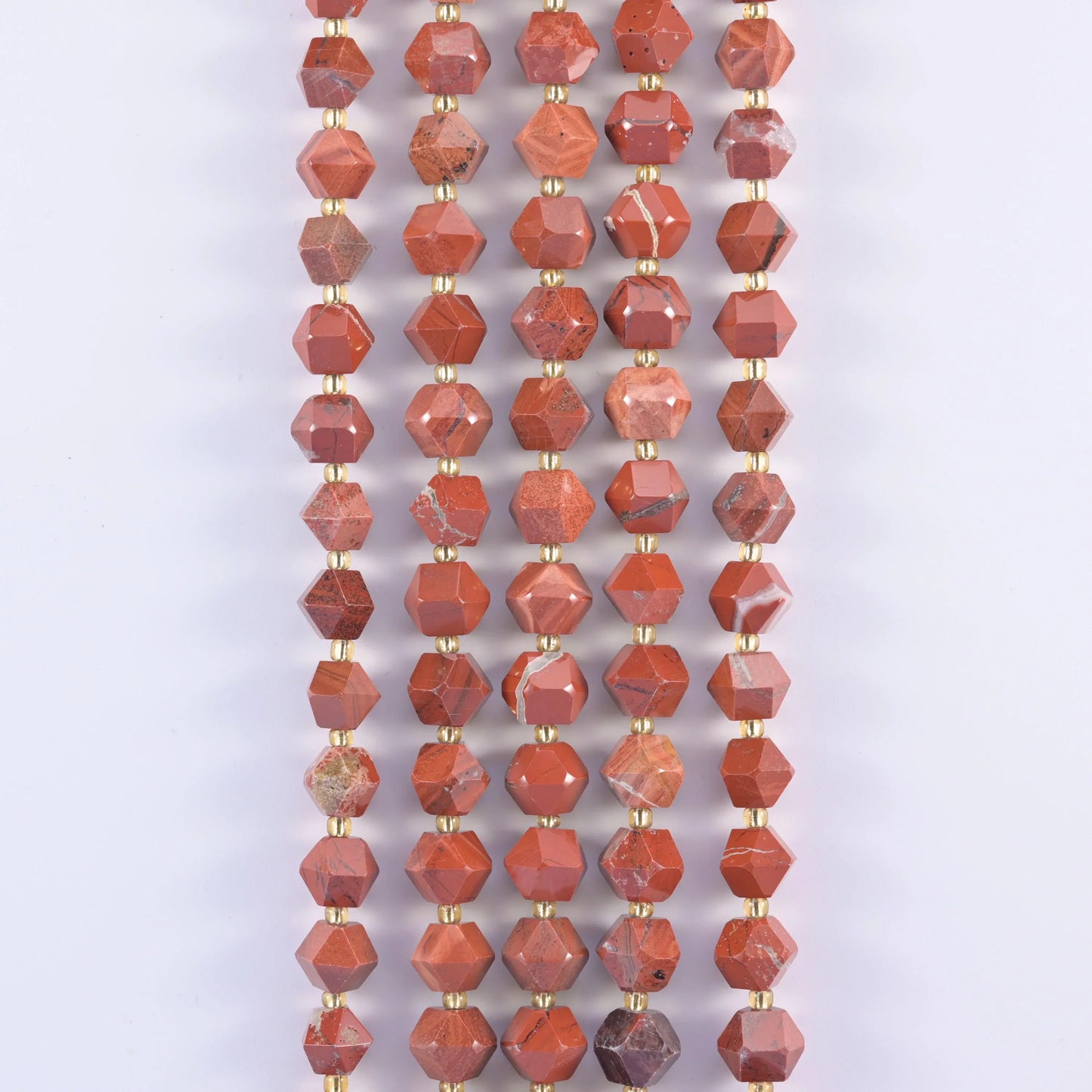 Flower Red Jasper Faceted Diamond Rhombus Beads - Size 10mm - Jewelry Making Beads - 15.5 Inches Per Strand - Mycrazycrystal
