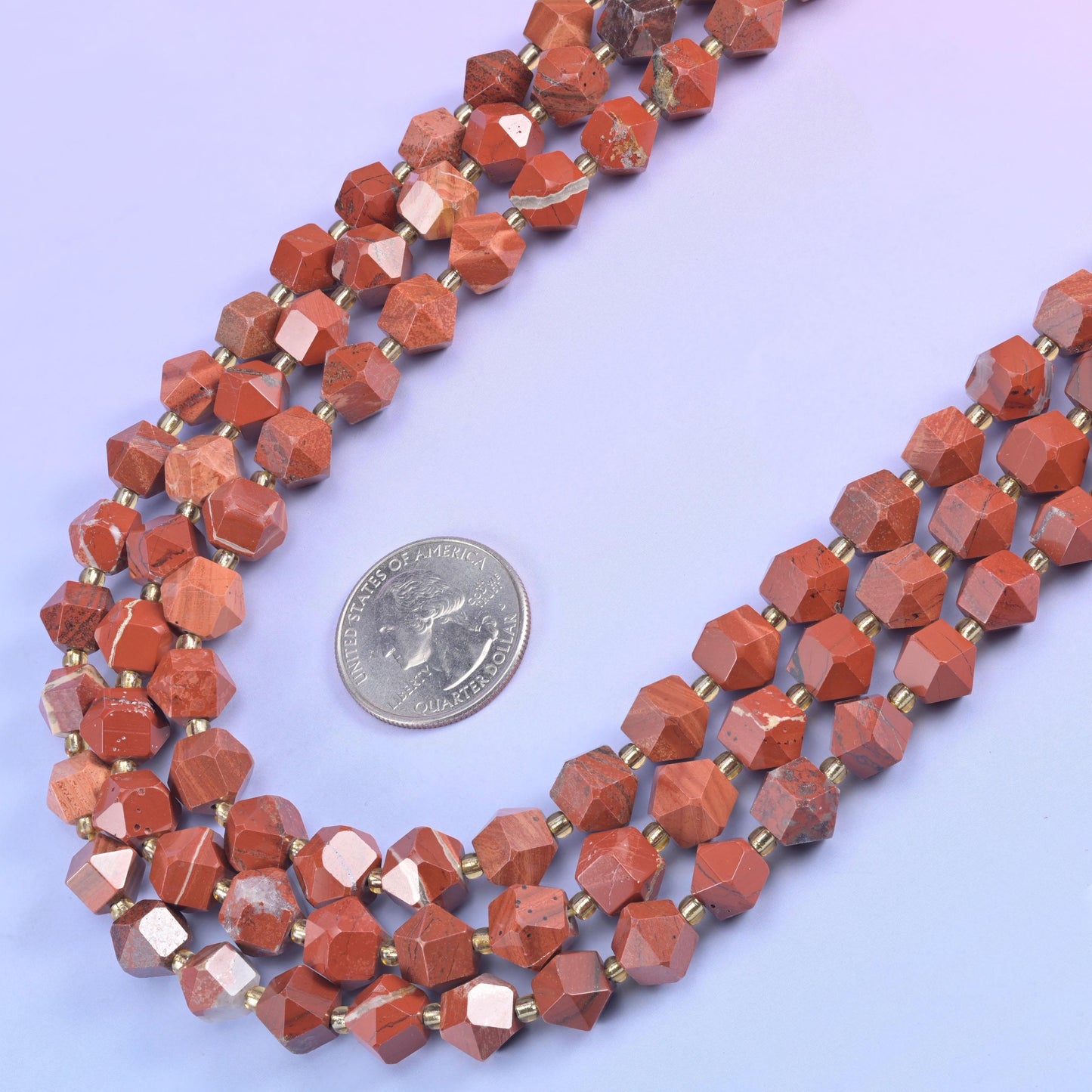 Flower Red Jasper Faceted Diamond Rhombus Beads - Size 10mm - Jewelry Making Beads - 15.5 Inches Per Strand - Mycrazycrystal