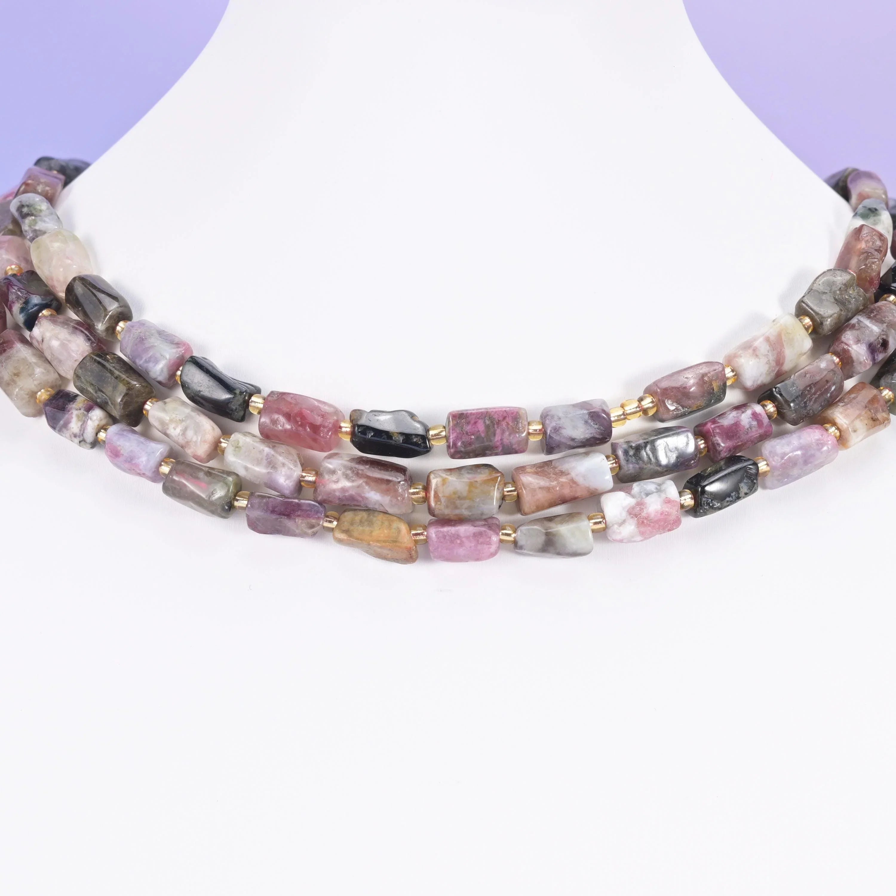Tourmaline Faceted Tube Beads Size Varies Jewelry Making 15.5 Inch Strand
