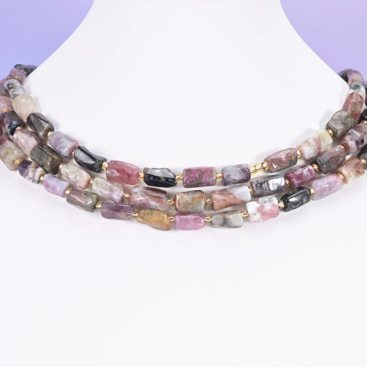 Tourmaline Faceted Tube Beads Size Varies Jewelry Making 15.5 Inch Strand