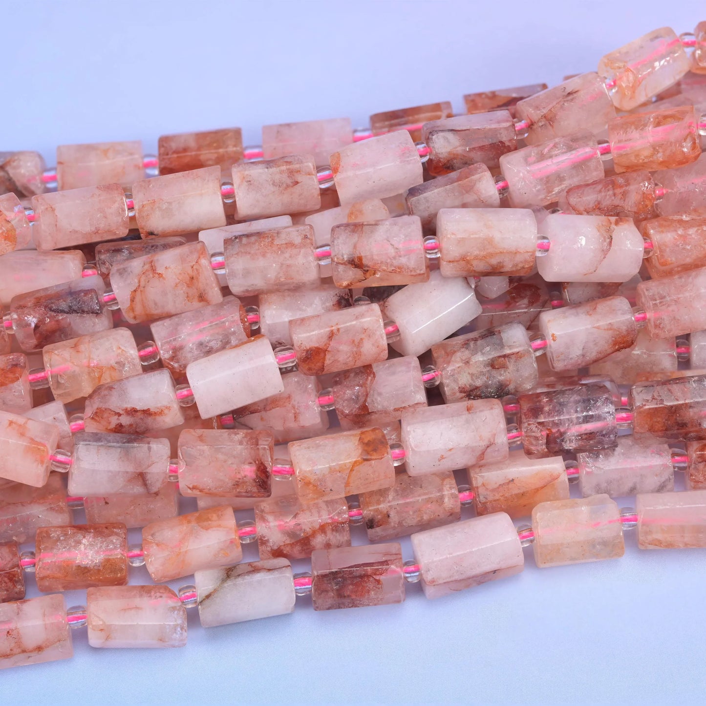 Red Hematoid Faceted Tube Beads Size 12x8mm Jewelry Making 15.5 Inch Strand