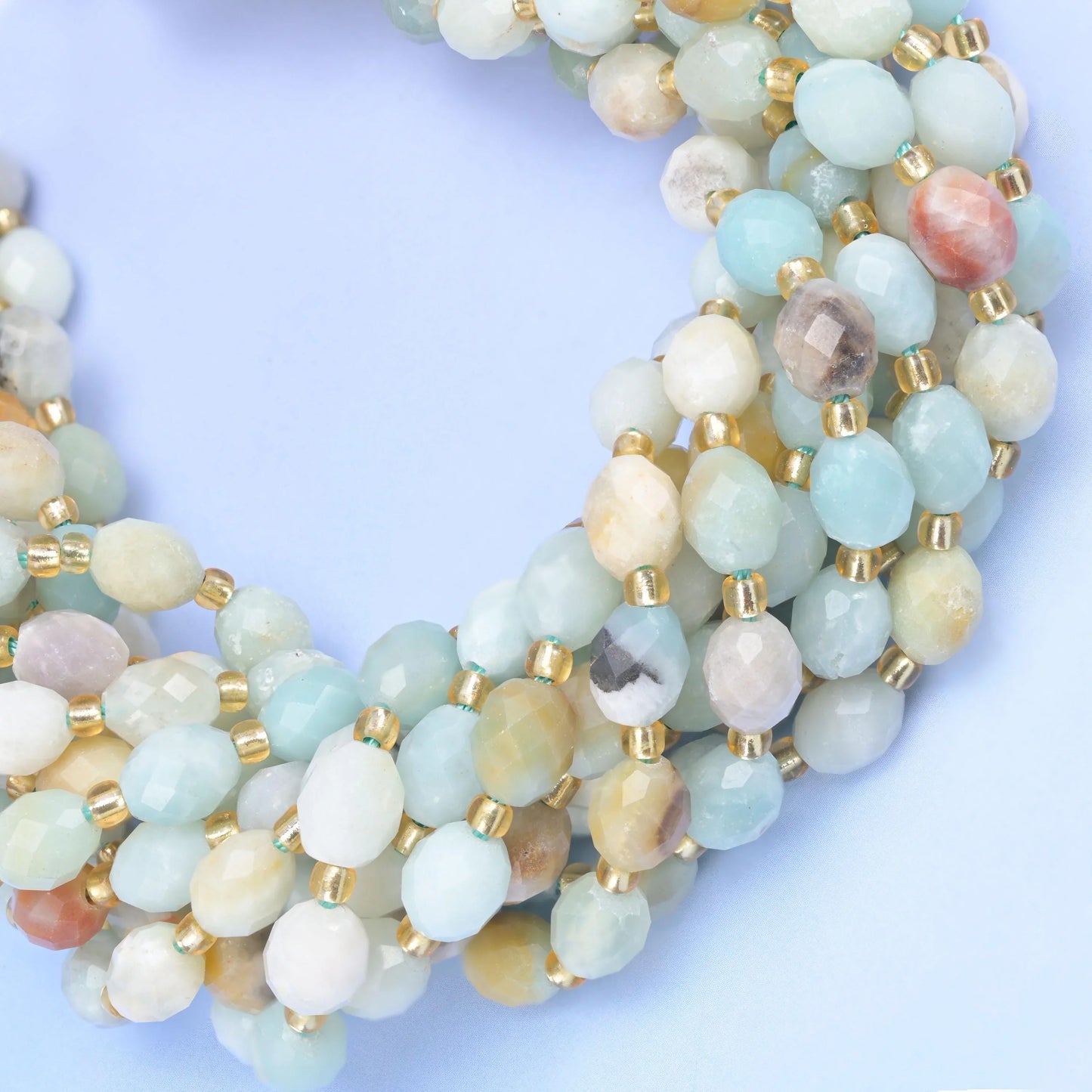 Multi-Color Amazonite Faceted Rice Barrel Beads Size 6x8mm Jewelry Making 15.5 Inch Strand