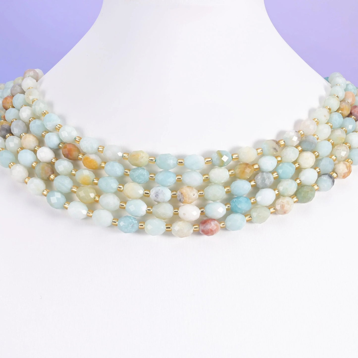 Multi-Color Amazonite Faceted Rice Barrel Beads Size 6x8mm Jewelry Making 15.5 Inch Strand